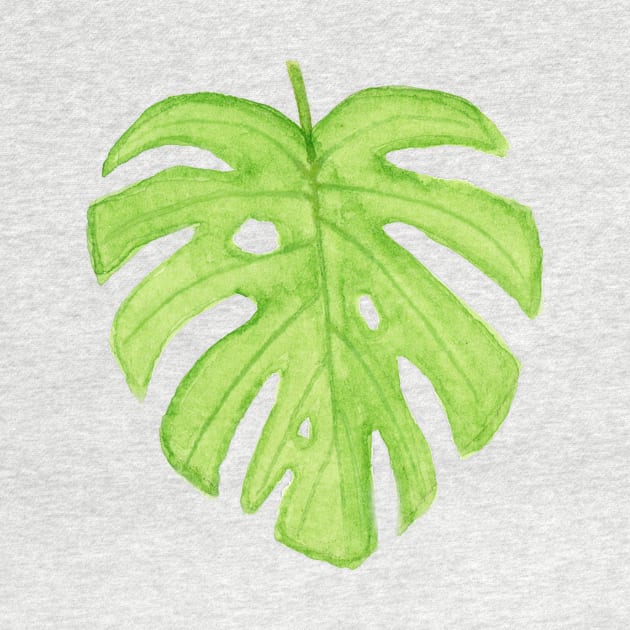 Watercolor Monstera Leaf by paintedpansy